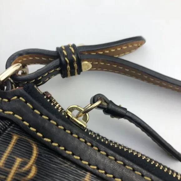 DOONEY & BOURKE 1975 Signature Purse DB Handbag black and gold with red lining - Picture 3 of 13